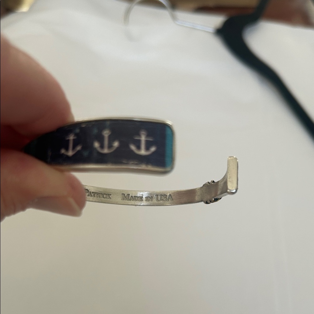 Kiel James Patrick Silver and Blue Oar Anchor Bracelet - Picture 7 of 9